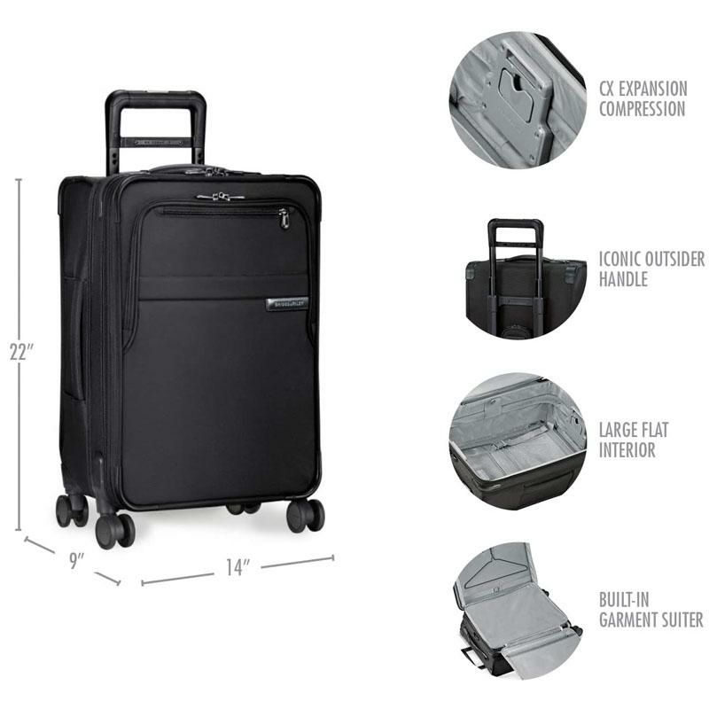 キャリーバッグスペース拡張機能TSAブラック黒Briggs&RileyBaseline-SoftsideCXExpandableCarry-OnSpinnerLuggage,Black,22-Inch