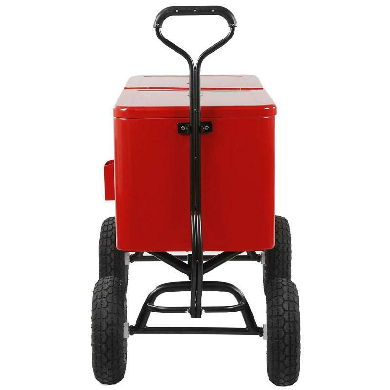 ワゴン型クーラーボックス70缶キャリーレッド赤Clevr80QuartWagonCoolerRollingPartyIceChest,Red,w/LongHandleand10"LargeAllTerrainWheels,80QtBeachPatioPoolPartyBarColdDrinkBeverageChest,OutdoorParkCartonWheels