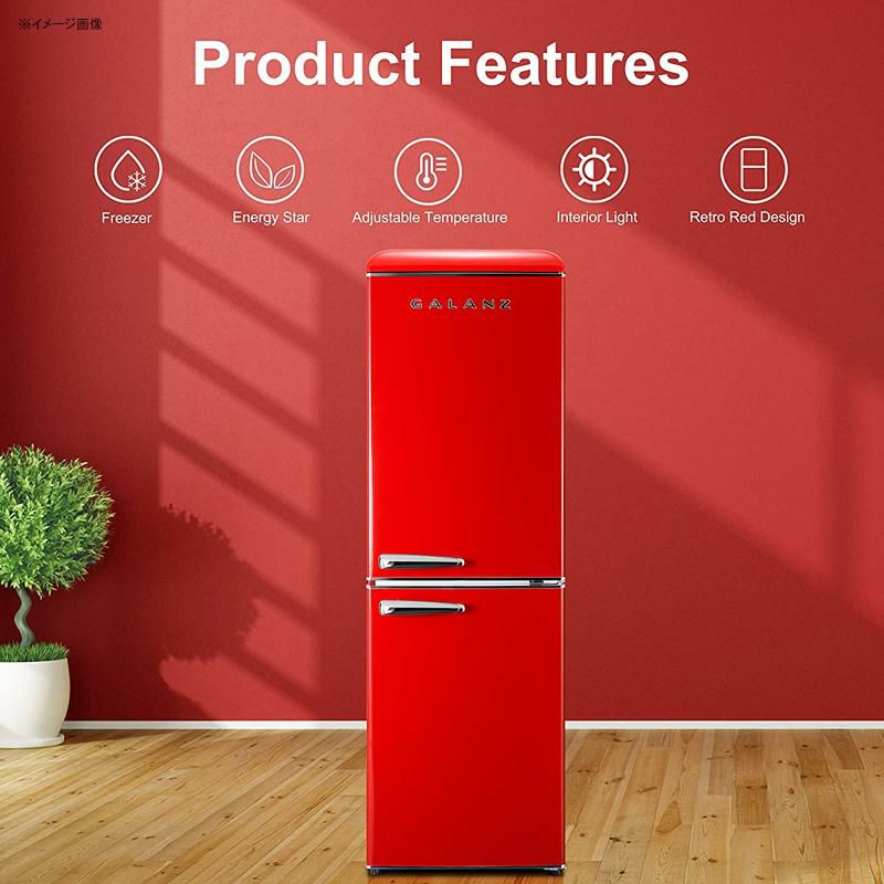 冷蔵庫冷凍庫210L2ドアレトロGalanzGLR74BRDR12RetroBottomMountRefrigerator,AdjustableMechanicalThermostatwithTrueFreezer,7.4Cu.Ft,Red,CuFt家電