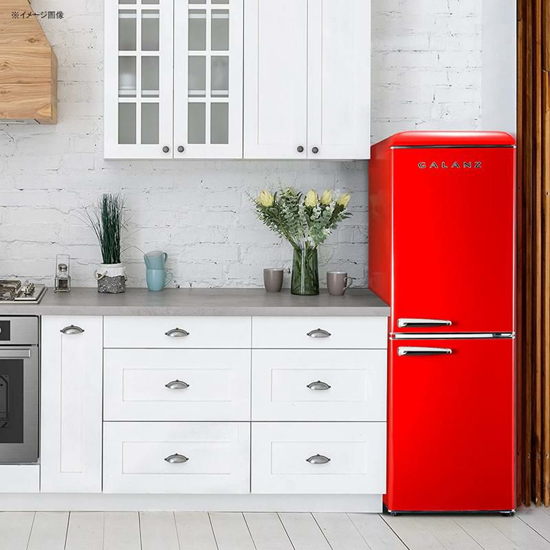 冷蔵庫冷凍庫210L2ドアレトロGalanzGLR74BRDR12RetroBottomMountRefrigerator,AdjustableMechanicalThermostatwithTrueFreezer,7.4Cu.Ft,Red,CuFt家電