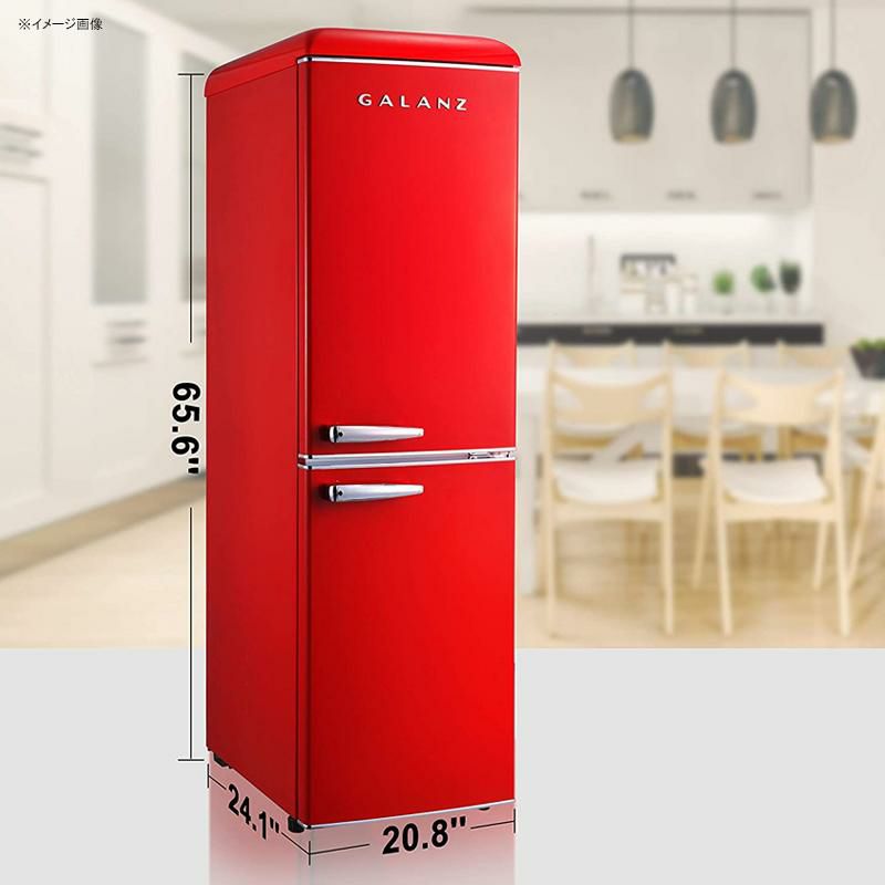 冷蔵庫冷凍庫210L2ドアレトロGalanzGLR74BRDR12RetroBottomMountRefrigerator,AdjustableMechanicalThermostatwithTrueFreezer,7.4Cu.Ft,Red,CuFt家電