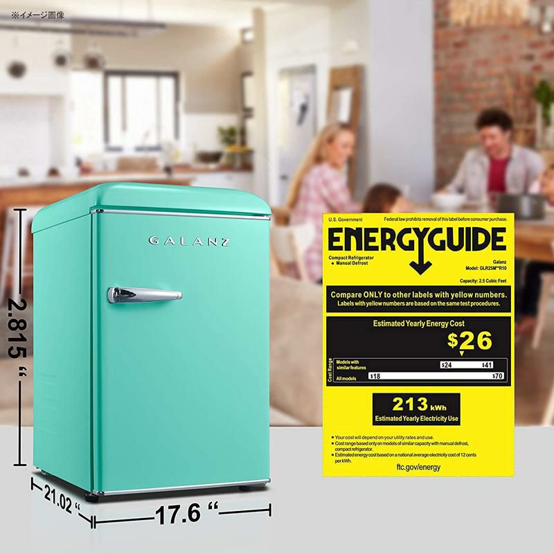 冷蔵庫冷凍庫71L1ドアレトロGalanzGLR25MGNR10RetroCompactRefrigerator,2.5CuFt家電