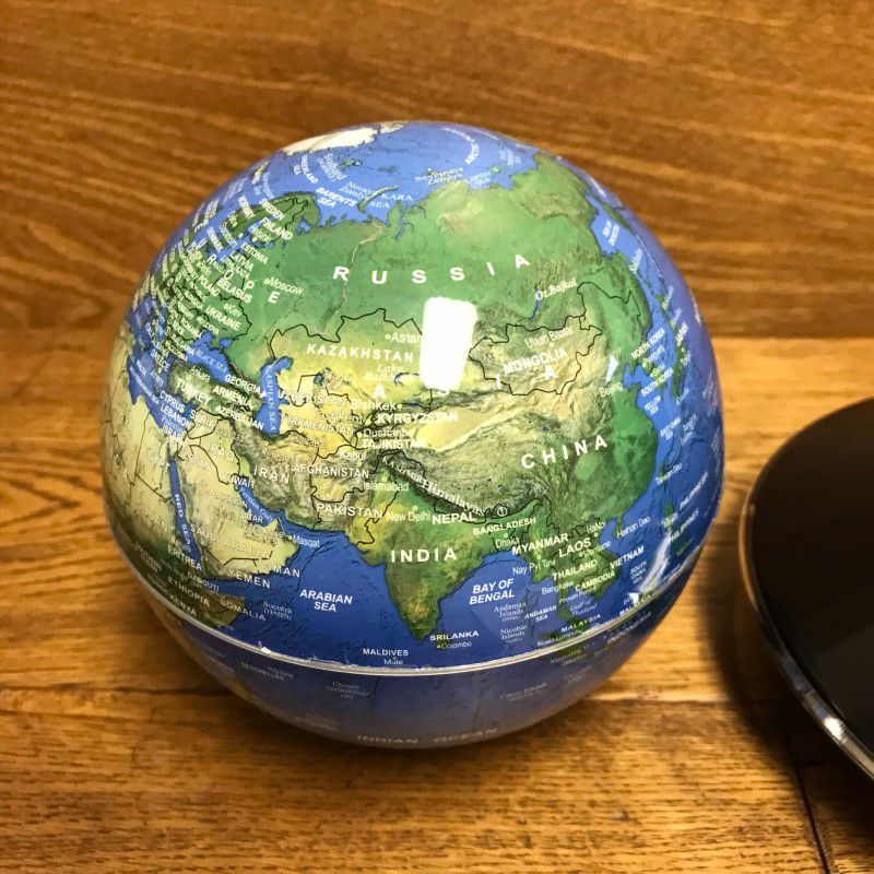 地球儀浮遊直径15cmLEDライト付きフローティンググローブMagneticLevitationFloatingGlobeAntiGravityRotatingWorldMap