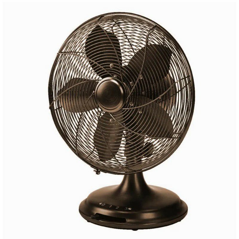 オプティマスファッションテーブルファン扇風機クロームF-8121OptimusF-812112-InchOscillating3-SpeedFashionTableFan,ChromewithRedWoodAccent