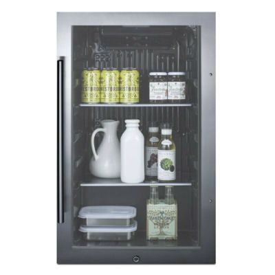 冷蔵庫 88L アンダーカウンター ビルトイン 屋外可 ステンレス 幅48cm ガラスドア 鍵付 サミット Summit 19 Inch Built-In Indoor/Outdoor Beverage Center with Glass Door 3.13 Cu. Ft. SPR488BOS/SPR488BOSCSS 家