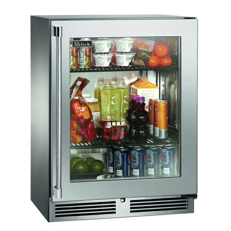 アンダーカウンター冷蔵庫奥行き浅めガラスドアステンレス88LパーリックPerlickHD24RS4_SSGD18"ShallowDepthSeriesUndercounterRefrigeratorGlassDoorwithStainlessSteelFrame3.1cuft