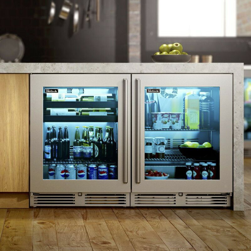 アンダーカウンター冷蔵庫奥行き浅めガラスドアステンレス88LパーリックPerlickHD24RS4_SSGD18"ShallowDepthSeriesUndercounterRefrigeratorGlassDoorwithStainlessSteelFrame3.1cuft