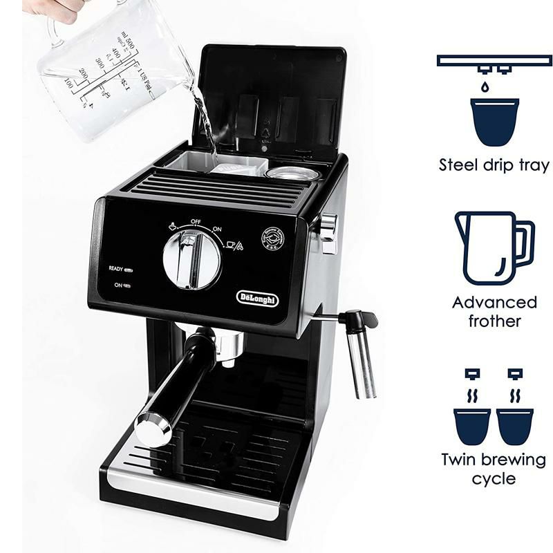 エスプレッソマシンカプチーノシステムデロンギDe'LonghiECP312015BarEspressoMachinewithAdvancedCappuccinoSystem,9.6x7.2x11.9Inches,Black/StainlessSteel家電