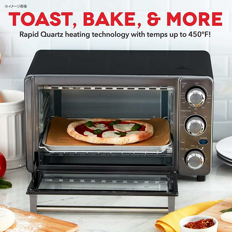 オーブントースター12LダッシュDashExpressCountertopToasterOvenwithQuartzTechnology,Bake,Broil,andToastwith4SliceCapacityandPizzaCapability?Black家電