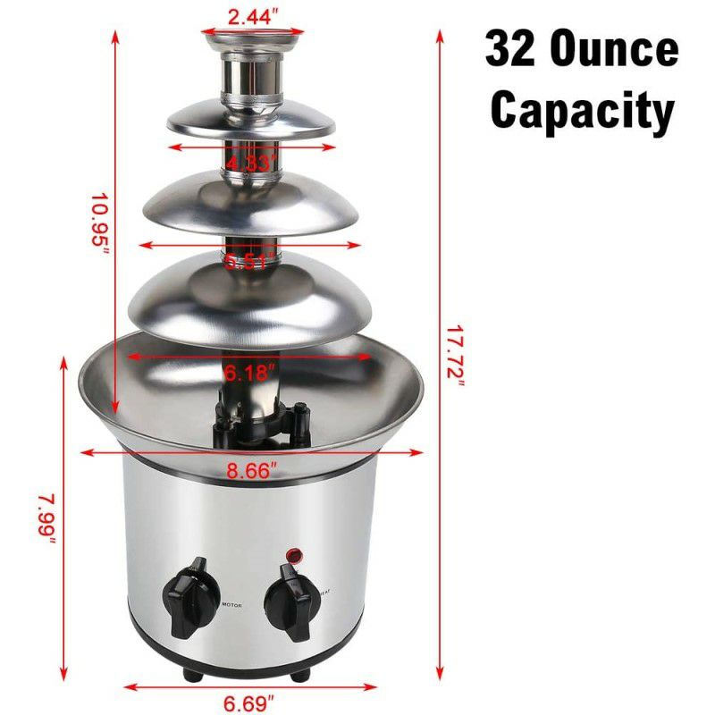 チョコレートファウンテンタワーミクナロン４段ステンレスチョコレートフォンデュMicnaron32OunceChocolate304stainlessSteelChocolateProFountain,4TiersElectricChocolateFountainforParty