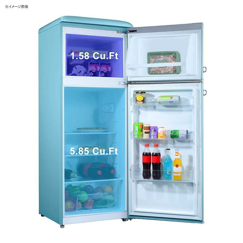 冷蔵庫冷凍庫215L2ドアレトロGalanzGLR76TBEERRetroTopMountRefrigerator,DualDoorFridge,AdjustableMechanicalThermostatwithTrueFreezer,7.6Cu.Ft,Blue,CuFt家電