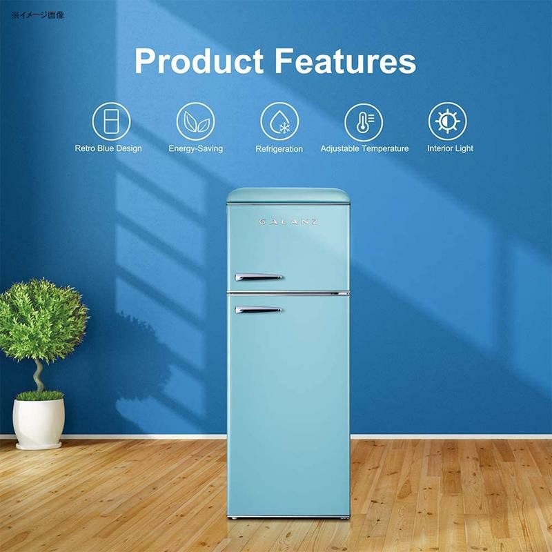 冷蔵庫冷凍庫215L2ドアレトロGalanzGLR76TBEERRetroTopMountRefrigerator,DualDoorFridge,AdjustableMechanicalThermostatwithTrueFreezer,7.6Cu.Ft,Blue,CuFt家電