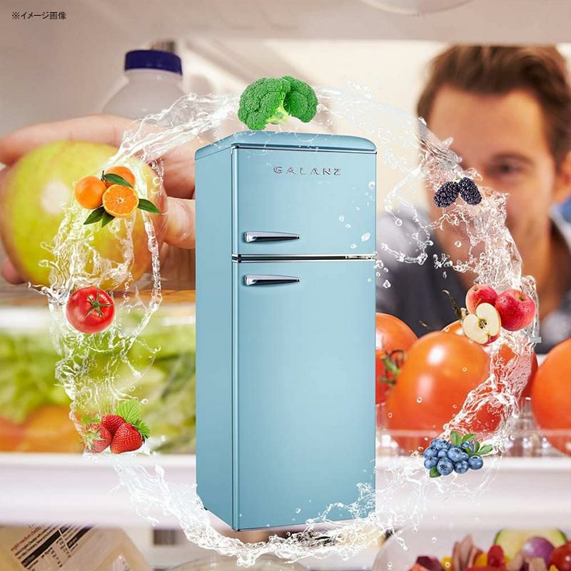 冷蔵庫冷凍庫215L2ドアレトロGalanzGLR76TBEERRetroTopMountRefrigerator,DualDoorFridge,AdjustableMechanicalThermostatwithTrueFreezer,7.6Cu.Ft,Blue,CuFt家電