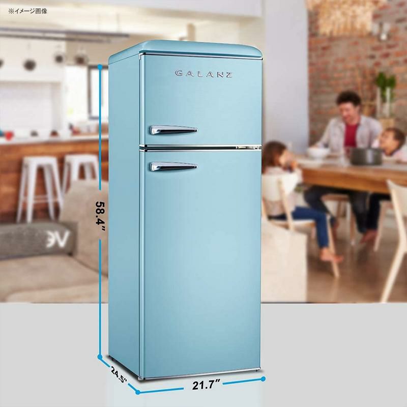 冷蔵庫冷凍庫215L2ドアレトロGalanzGLR76TBEERRetroTopMountRefrigerator,DualDoorFridge,AdjustableMechanicalThermostatwithTrueFreezer,7.6Cu.Ft,Blue,CuFt家電