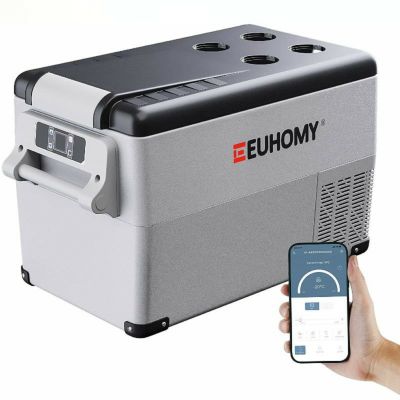 車用冷蔵庫 クーラーボックス 冷凍 冷蔵 車 キャンプ アウトドア 静音 35L Euhomy 12 Volt Refrigerator, 35Liter(38qt) Car Refrigerator, RV Refrigerator with 12/24V DC and 120-240V AC 家電