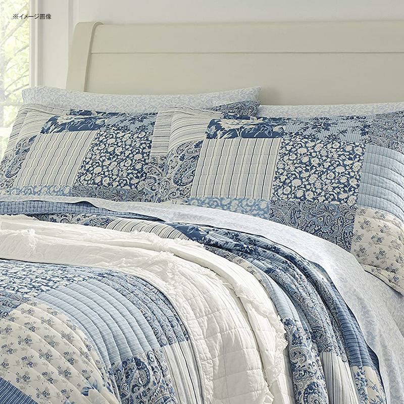 ローラアシュレイリバーシブルキルト枕カバーセット花柄ブルーパッチワークLauraAshleyHome|PaisleyPatchworkCollection|LuxuryPremiumUltraSoftQuiltCoverlet,Comfortable3PieceBeddingSet,AllSeasonStylishBedspread,Full/Queen,Blue