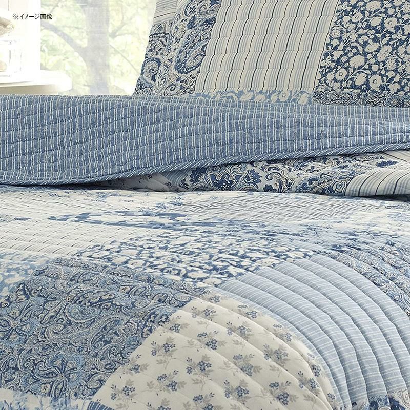 ローラアシュレイリバーシブルキルト枕カバーセット花柄ブルーパッチワークLauraAshleyHome|PaisleyPatchworkCollection|LuxuryPremiumUltraSoftQuiltCoverlet,Comfortable3PieceBeddingSet,AllSeasonStylishBedspread,Full/Queen,Blue