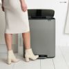 ブラバンシアペダル式ゴミ箱60LBrabantiaDualCompartmentBOPedalBinSteel60-LiterTrashCaninConcreteGrey