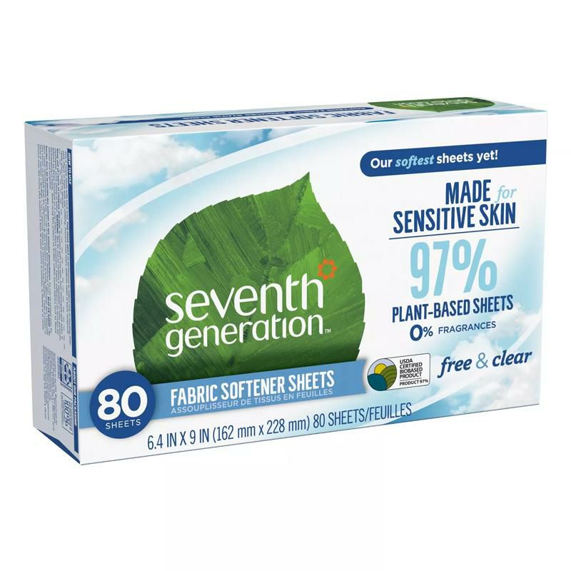 ソフトワイプ80枚やわらかいフリー＆クリアセブンスジェネレーションSeventhGenerationFree&ClearFabricSoftenerSheets-80ct