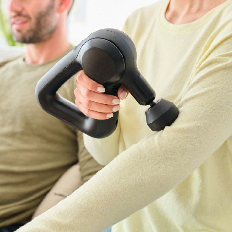 パーカッションマッスルマッサージャーガン筋肉筋トレジムマッサージ機アタッチメント6種SportneerHandheldElectricBodyMassageGunforAthletes,Black