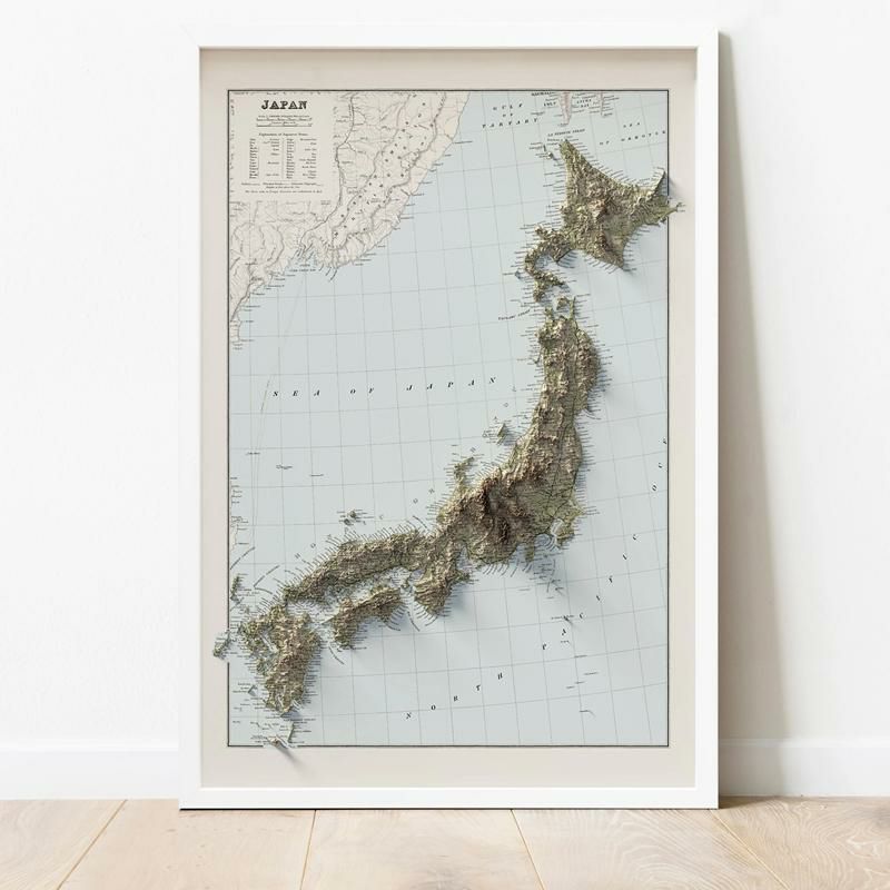 2Dマップ日本地図61×91JAPAN-VINTAGERELIEFMAP(1901)