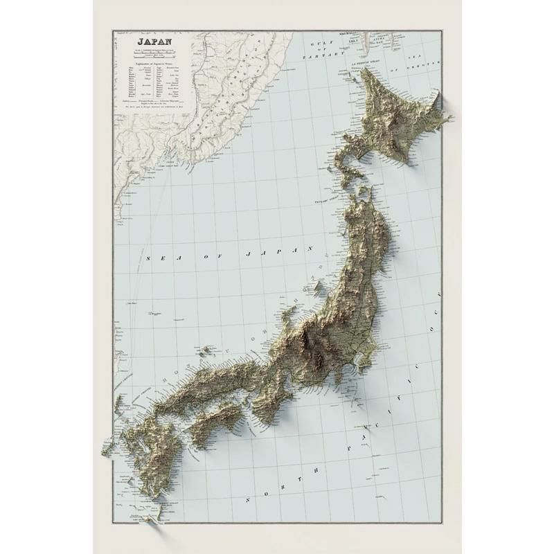 2Dマップ日本地図61×91JAPAN-VINTAGERELIEFMAP(1901)
