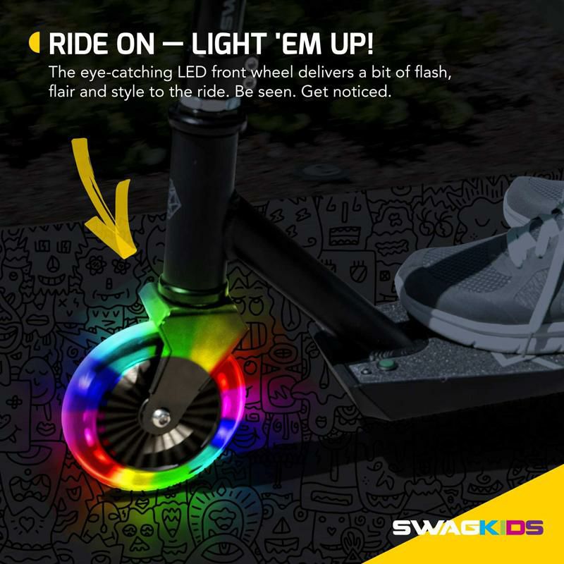 子供向け電動スクーターLED光るホイールSwagtronSwaggerSK3Kick-and-GoElectricScooterforKidsAges6andUpFeaturingLEDLightUpFrontWheel,7.5mphMaxSpeedandHeightAdjustableHandlebar