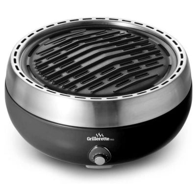 コンパクトグリル ポータブル 無煙 電池式ファン 炭焼き バーベキュー 持ち運び キャンプ Grillerette Pro - The Smartest Portable BBQ Grill - Take Anywhere BBQ Grill - Battery Powered Fan - Anthracite Black