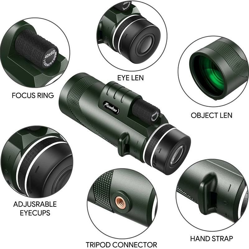 望遠鏡単眼スマホホルダー付40X60スコープBAK4プリズム防水Pankoo40X60MonocularHighPowerMonocularScopeforBirdWatchingTravelingConcertSportsGamewithPhoneAdapterTripod