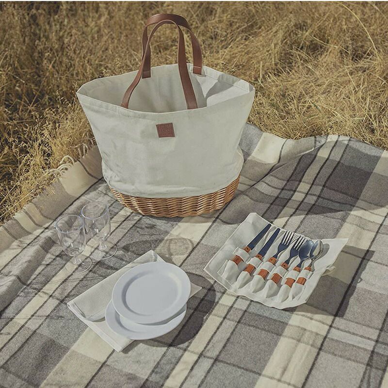 ピクニックタイムバスケットキャンバスワイングラスお皿カトラリープロムナードPicnicTimePROMENADEPICNICBASKET