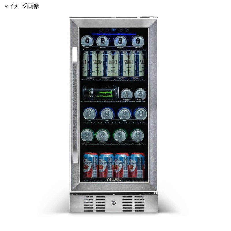 冷蔵庫96缶ビルトイン可ブラックステンレスガラスドア鍵付ニューエアーNewAirBeverageRefrigeratorCoolerwith96CanCapacity-MiniBarBeerFridgewithReversibleHingeGlassDoor-Coolsto34F-ABR-960B-BlackStainlessSteel家電