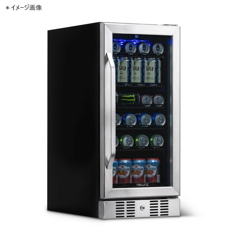 冷蔵庫96缶ビルトイン可ブラックステンレスガラスドア鍵付ニューエアーNewAirBeverageRefrigeratorCoolerwith96CanCapacity-MiniBarBeerFridgewithReversibleHingeGlassDoor-Coolsto34F-ABR-960B-BlackStainlessSteel家電