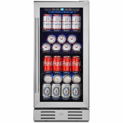 冷蔵庫96缶ビルトイン可ブラックステンレスガラスドア鍵付ニューエアーNewAirBeverageRefrigeratorCoolerwith96CanCapacity-MiniBarBeerFridgewithReversibleHingeGlassDoor-Coolsto34F-ABR-960B-BlackStainlessSteel家電