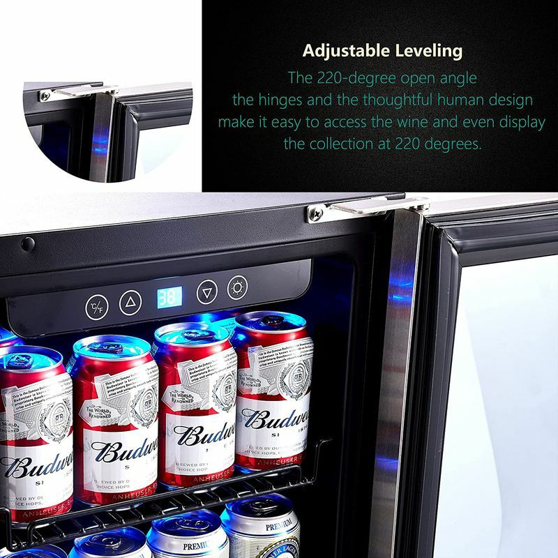 冷蔵庫96缶ビルトイン可ブラックステンレスガラスドア鍵付ニューエアーNewAirBeverageRefrigeratorCoolerwith96CanCapacity-MiniBarBeerFridgewithReversibleHingeGlassDoor-Coolsto34F-ABR-960B-BlackStainlessSteel家電