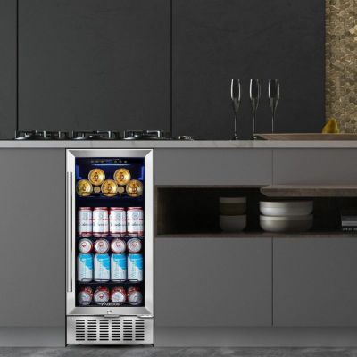 冷蔵庫96缶ビルトイン可ブラックステンレスガラスドア鍵付ニューエアーNewAirBeverageRefrigeratorCoolerwith96CanCapacity-MiniBarBeerFridgewithReversibleHingeGlassDoor-Coolsto34F-ABR-960B-BlackStainlessSteel家電