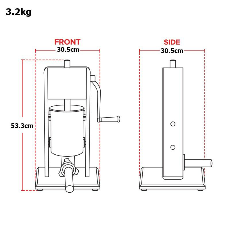 ソーセージスタッファーステンレス縦型4サイズ詰めるStainlessSteelVerticalSausageStuffer,Sliver,DualSpeed,EasyCleanUpSausageMaker(7Lb/3L)