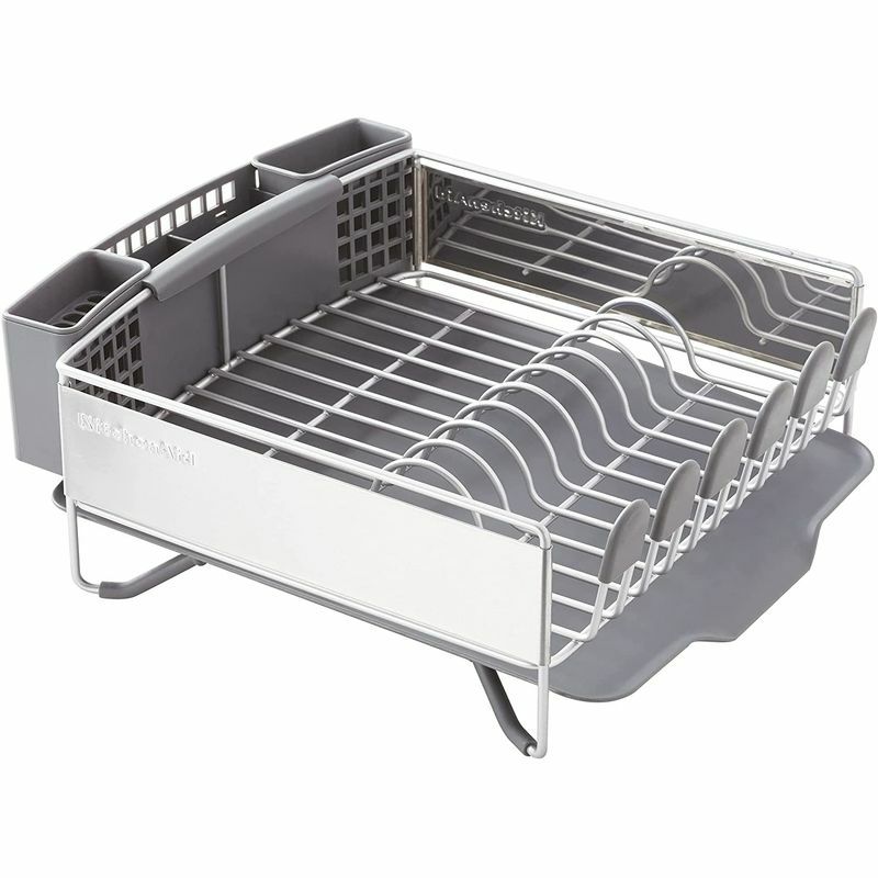 KitchenAid Satin Wire Expandable Dish Rack, 23.18-Inch, Gray