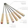 ステンレスフォンデュフォーク6本セット木製ハンドルチョコレートファウンテンチーズフォンデュHomeyProduct-Setof6FondueForks-RustResistantStainlessSteelSkewerStickswithNaturalBareOakWoodHandles-9.5