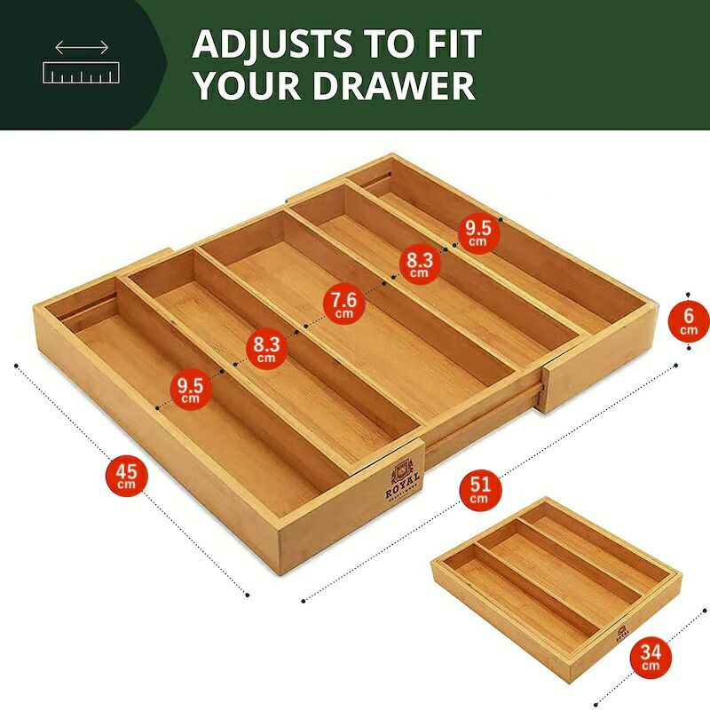 引き出し仕切りトレートレイスライド拡張サイズ変更バンブー竹ドロワーオーガナイザーカトラリーホルダーBambooKitchenDrawerOrganizer-ExpandableSilverwareOrganizer/UtensilHolderandCutleryTray