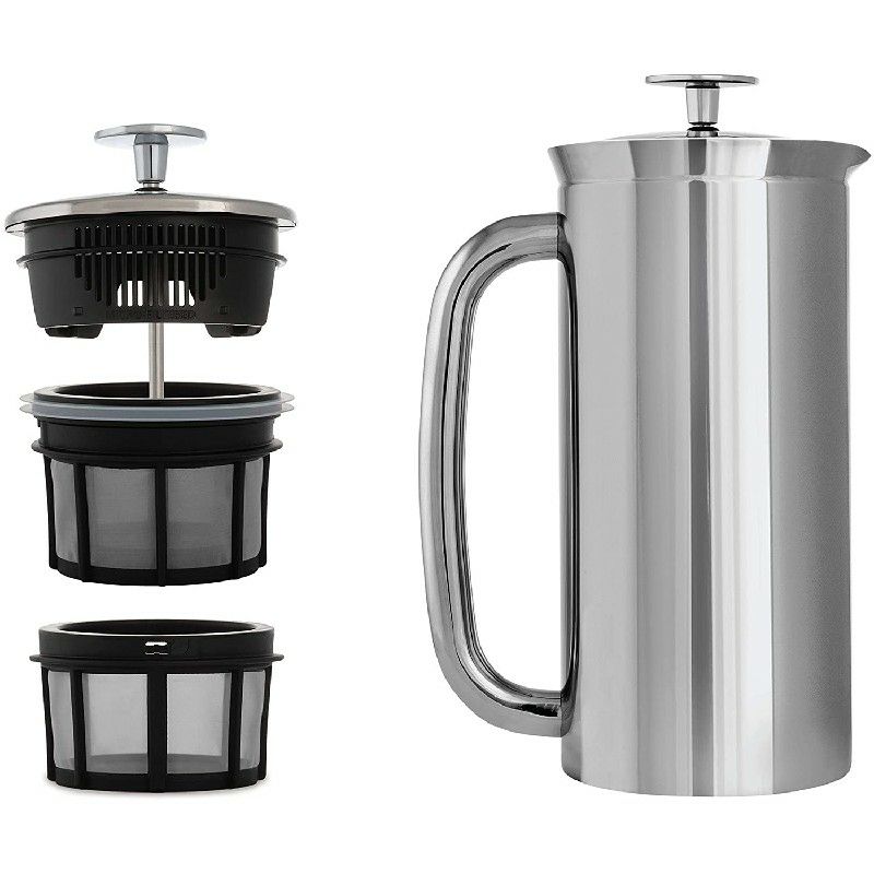 エスプロコーヒーフレンチプレスステンレス保温ダブルウォール532mlESPROP7DoubleWalledStainlessSteelInsulatedCoffeeFrenchPress(PolishedStainlessSteel,18Ounce)