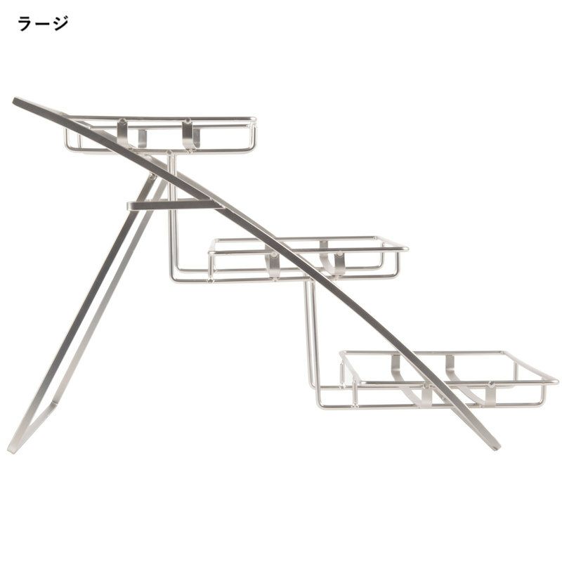 ディスプレイスタンド角形3段メタルクロムカフェレストランバイキングビュッフェAmericanMetalcraftTASFoldingThree-TierSmallChromeArchDisplayStand124TAS