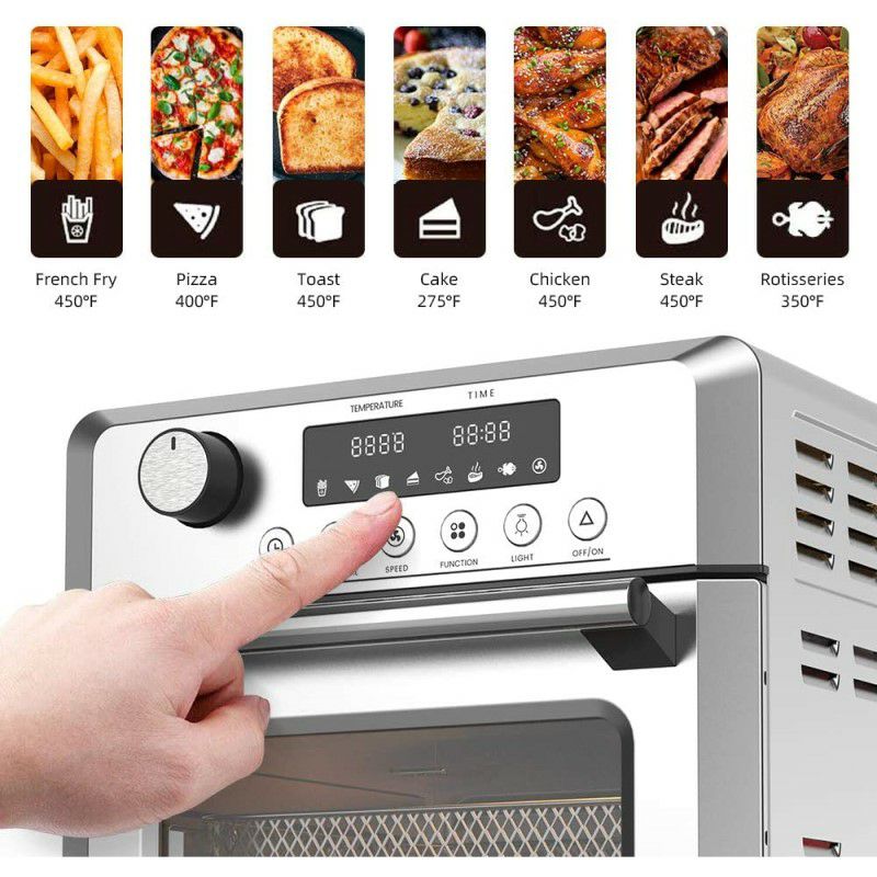 エアフライヤーロティサリーオーブンディハイドレーターONGAirFryer,10.6-QuartsToasterOven,RotisserieOven,1500WElectricAirFryerOvenwithLEDDigitalTouchscreen,10-in-1CountertopOven家電