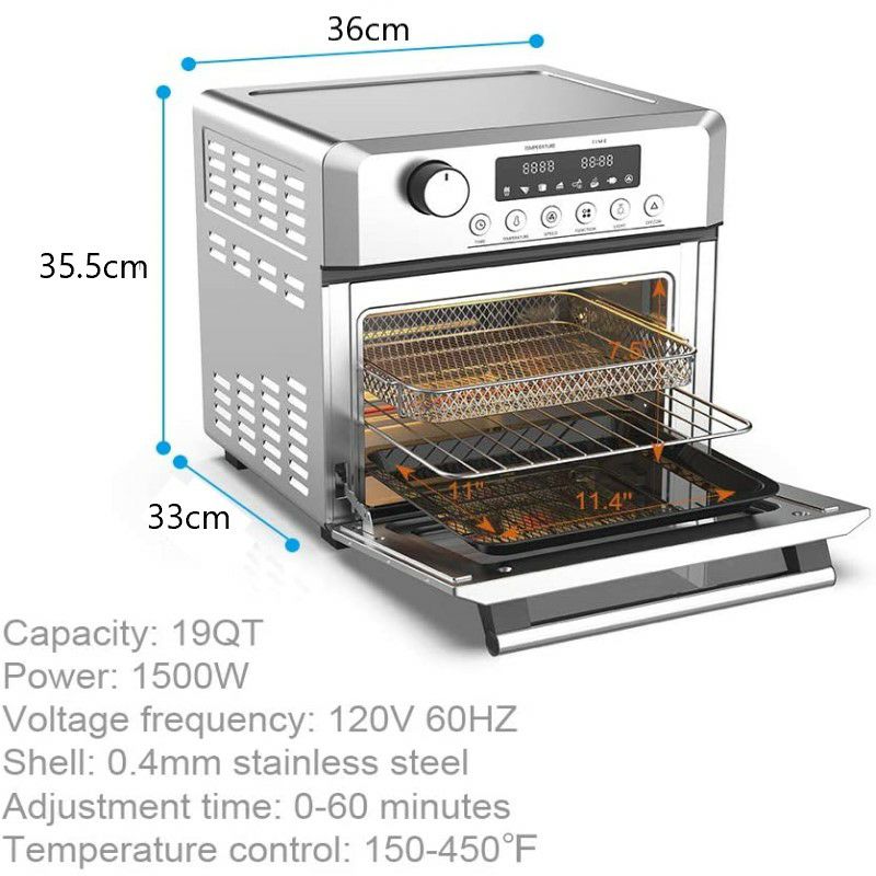 エアフライヤーロティサリーオーブンディハイドレーターONGAirFryer,10.6-QuartsToasterOven,RotisserieOven,1500WElectricAirFryerOvenwithLEDDigitalTouchscreen,10-in-1CountertopOven家電