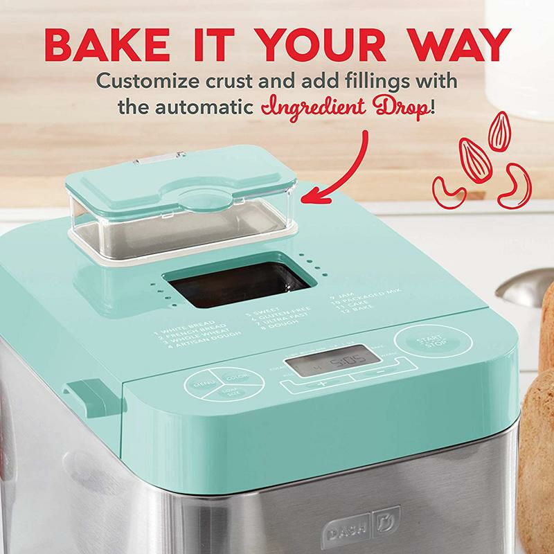 ホームベーカリーブレッドメーカーグルテンフリーモードダッシュDashEverydayStainlessSteelBreadMaker,Upto1.5lbLoaf,Programmable,12Settings+GlutenFree&AutomaticFillingDispenser-Aqua家電