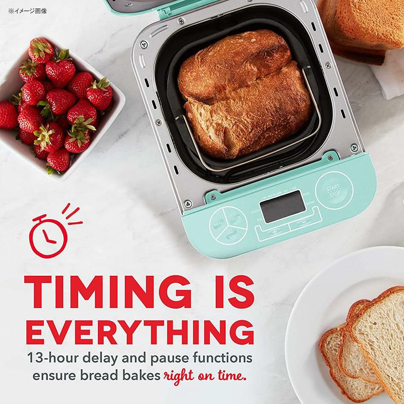 ホームベーカリーブレッドメーカーグルテンフリーモードダッシュDashEverydayStainlessSteelBreadMaker,Upto1.5lbLoaf,Programmable,12Settings+GlutenFree&AutomaticFillingDispenser-Aqua家電