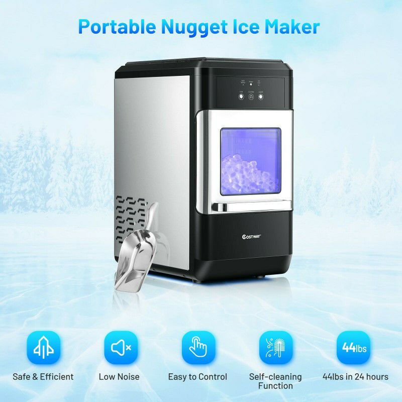 アイスメーカー製氷機ナゲットアイスコストアウェイCostwayNuggetIceMakerCountertop44lbsPerDayw/IceScoopandSelf-Cleaning家電