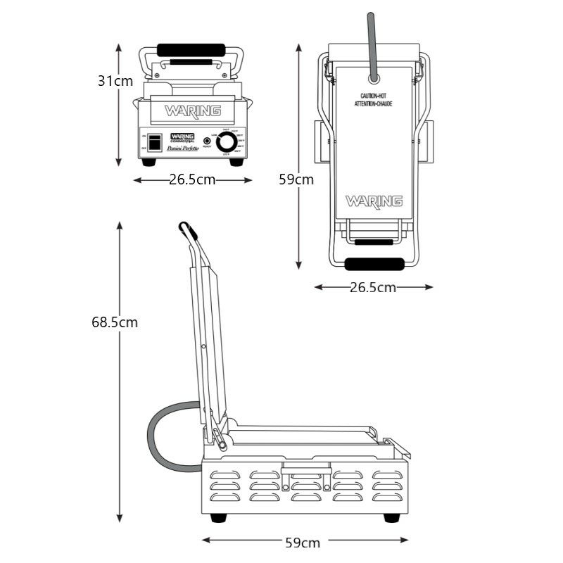 パニーニサンドイッチグリルプレス業務品質スリム溝あり20×37ワーリングWaringWPG200CompressoSlimlinePaniniGrillwithGroovedTopandBottomPlates-73/4"x141/2"CookingSurface-120V,1800W家電