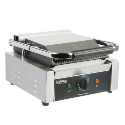 パニーニ サンドイッチ グリル プレス 業務品質 溝あり 22×22 Galaxy P68 Single Panini Sandwich Grill with Grooved Plates - 8 1/2