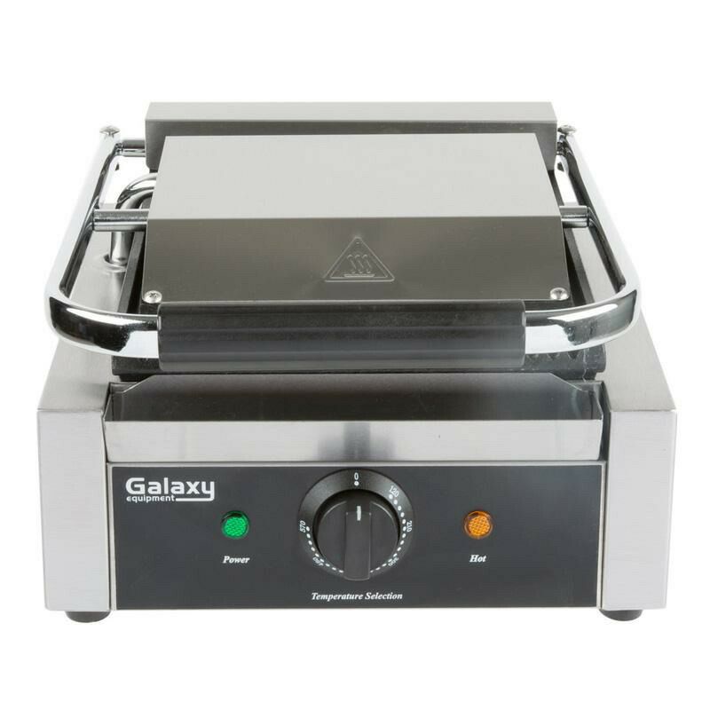 パニーニサンドイッチグリルプレス業務品質溝あり22×22GalaxyP68SinglePaniniSandwichGrillwithGroovedPlates-81/2"x81/2"CookingSurface-120V,1750W家電