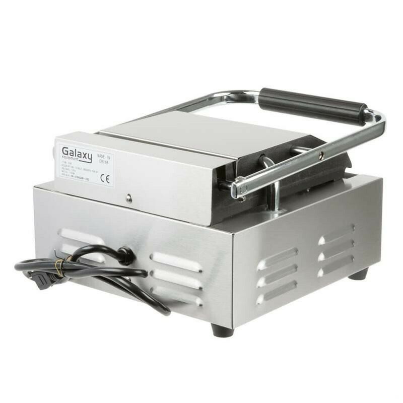 パニーニサンドイッチグリルプレス業務品質溝あり22×22GalaxyP68SinglePaniniSandwichGrillwithGroovedPlates-81/2"x81/2"CookingSurface-120V,1750W家電